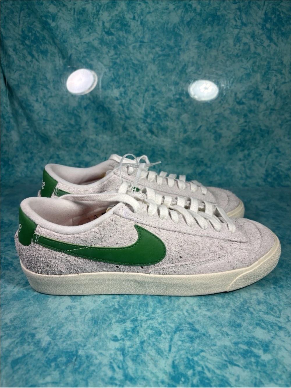Nike Blazer Low 77 Men’s White Green Suede Retro Shoes Sneakers Size 7.5